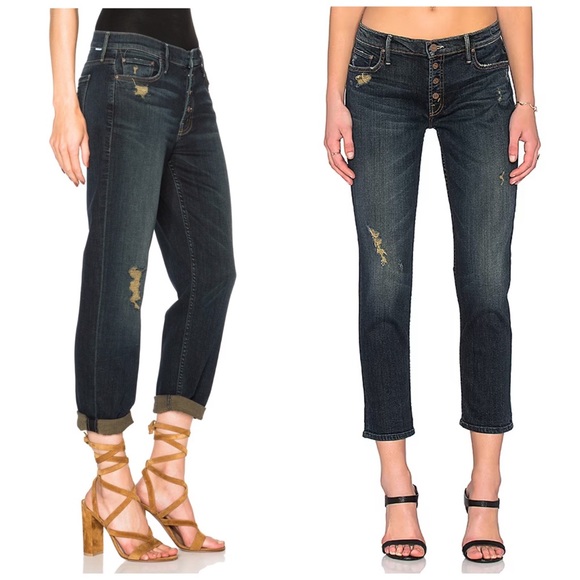 MOTHER Distressed Cropped Tapered Boyfriend Jeans Size 24 - Picture 7 of 12